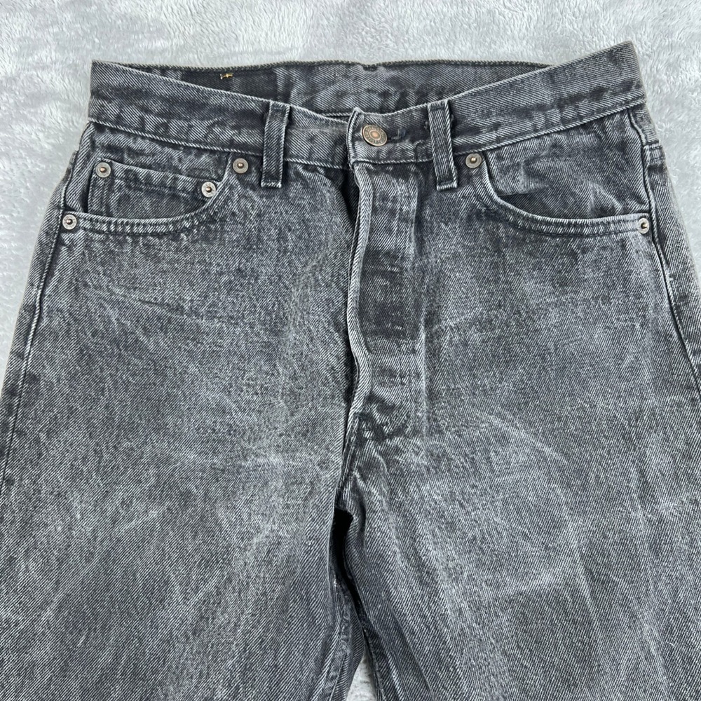 VTG Levi's 501 Jeans 30x30 Black Acid Wash Made USA Button Fly 90s Straight Leg - Picture 2 of 10